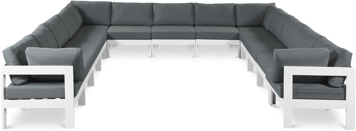 Nizuc - Outdoor Patio 13 Piece Modular Sectional With White Frame
