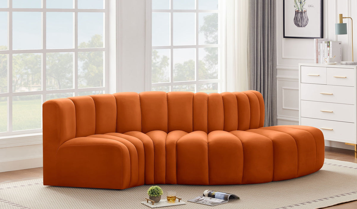 Arc - Velvet 4 Piece L-Shaped Modular Sofa