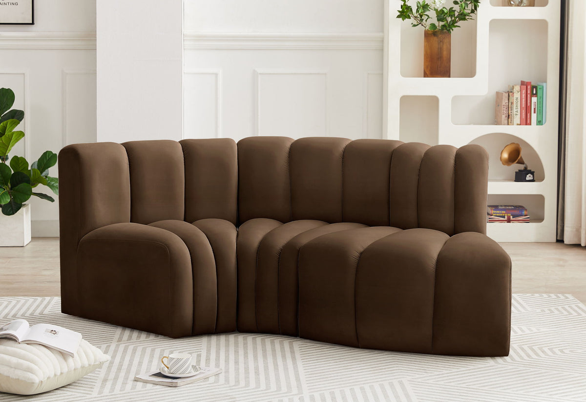 Arc - Velvet 3 Piece Modular L-Shaped Sofa