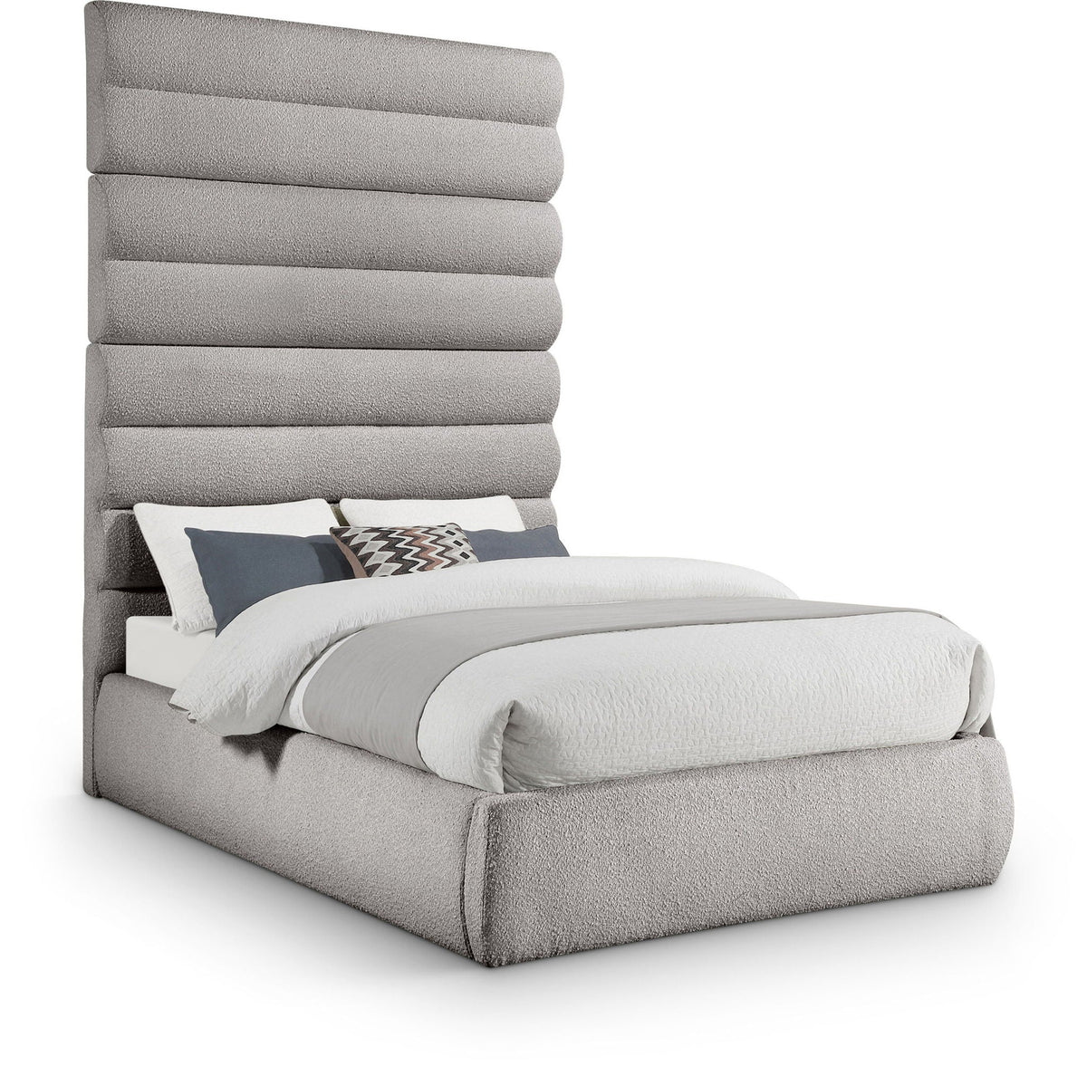 Adam - Boucle Fabric Bed With 89" Headboard