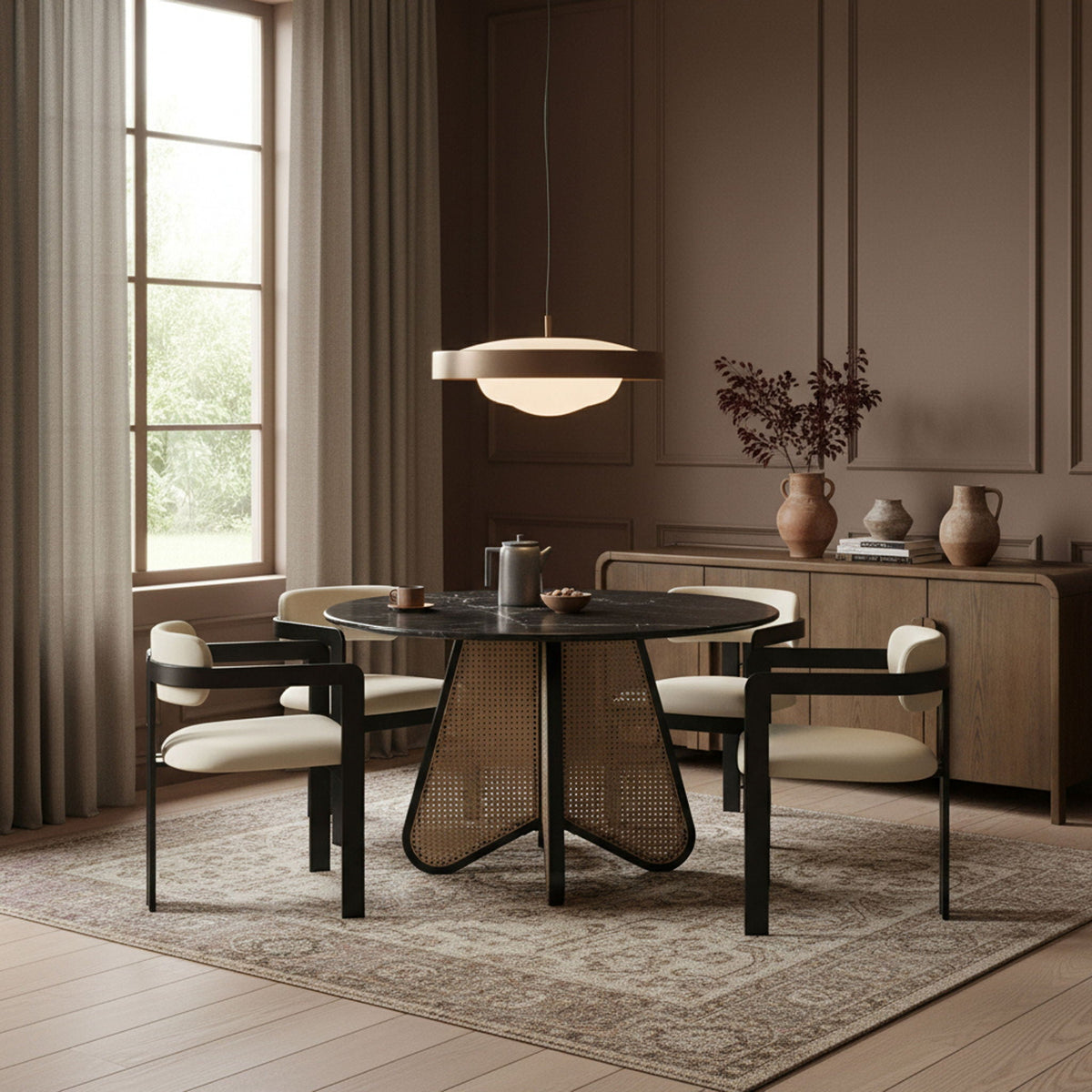 Aurum - Vegan Leather Upholstered Dining Chair With Graphite Black Base (Set of 2)