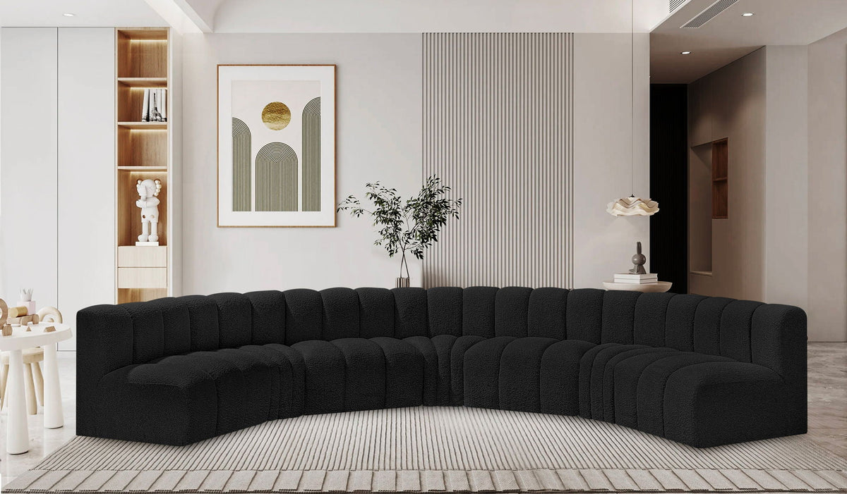 Arc - Boucle Fabric 7 Piece U-Shaped Modular Sofa