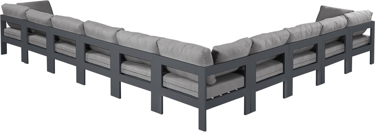 Nizuc - Outdoor Patio 10 Piece Modular Sectional With Gray Frame
