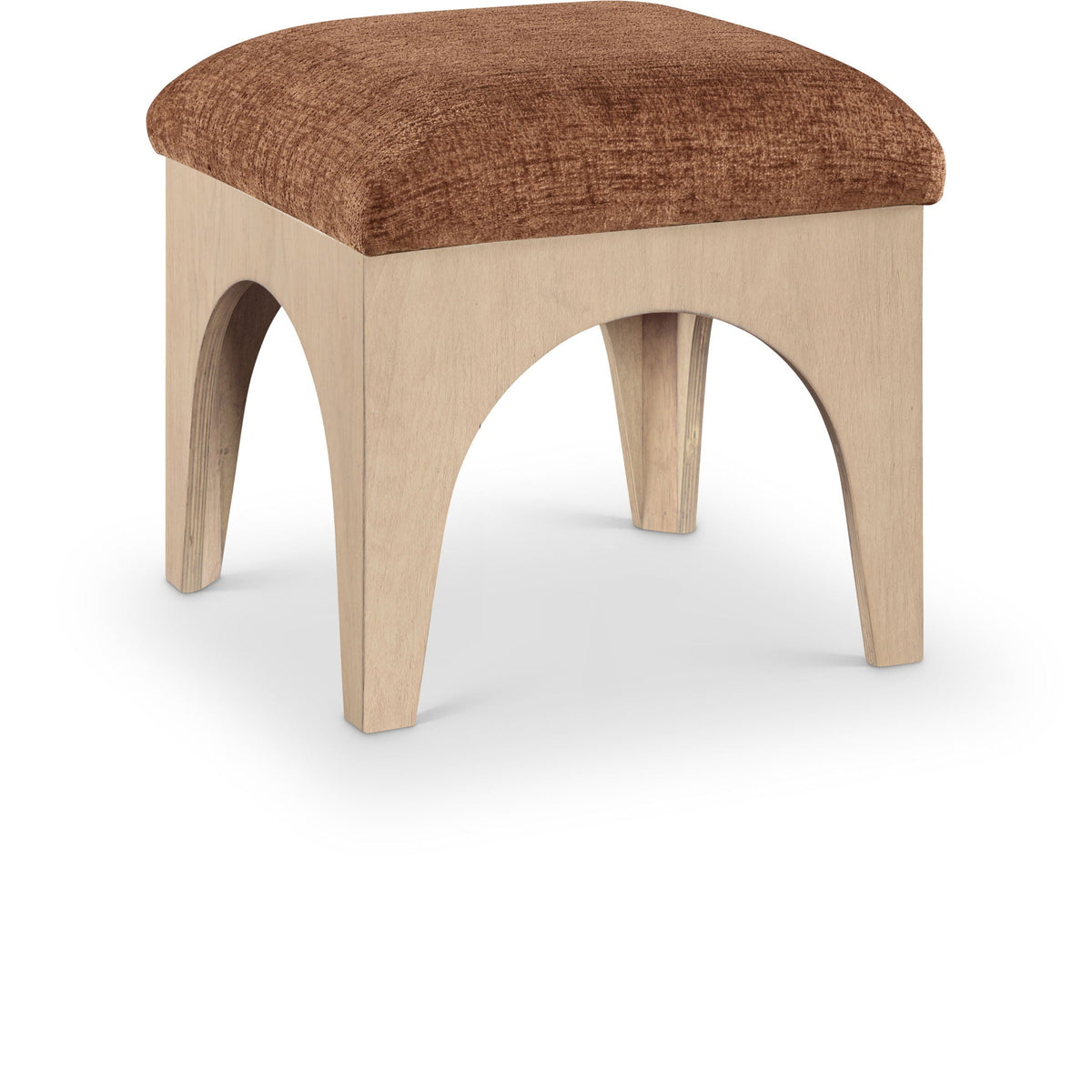 Lawson - Chenille Fabric Ottoman - Natural Base
