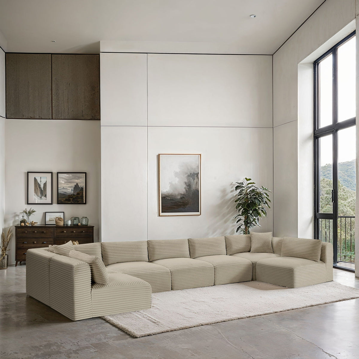 Shaggy - 7 Piece Modular U-Shaped Armless Sectional