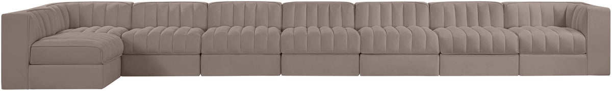 Rummi - Velvet Performance Fabric Upholstered 8 Piece Modular Sectional, L-Shaped (Right)