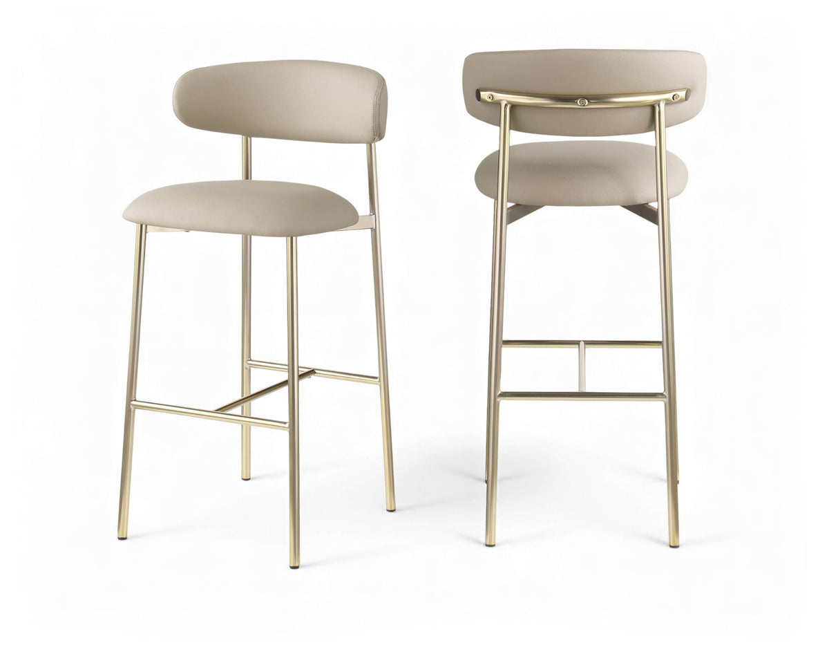 Lupita - Vegan Leather Upholstered Bar Stool With Brushed Gold Frame (Set of 2)