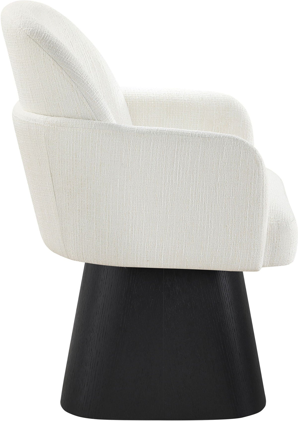 Marlowe - Linen Textured Fabric Upholstered Swivel Dining Arm Chair - Stained Black