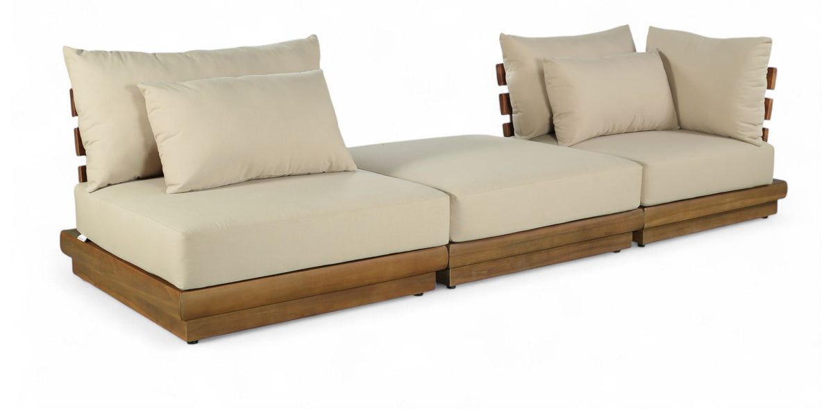 Mirella - 3 Piece Water Resistant Fabric Upholstered Outdoor Patio Modular Sofa