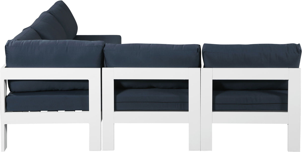 Nizuc - Outdoor Patio 5 Piece Modular Sectional With White Frame