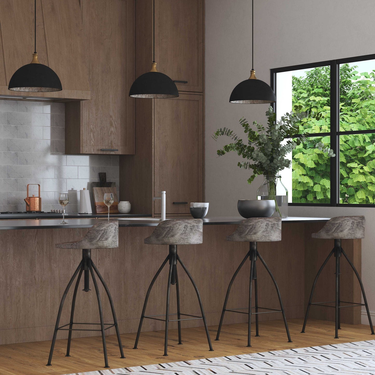 Kairu - Wooden Bar Stool - Dark Gray