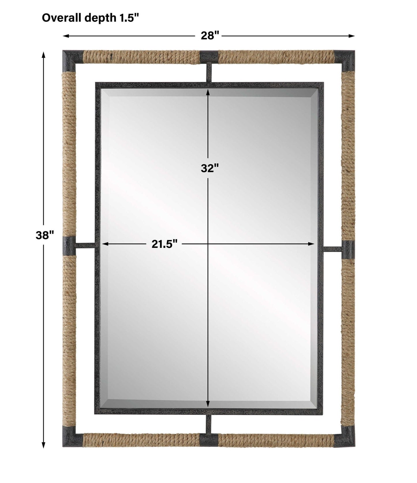 Melville - Iron & Rope Mirror - Light Brown