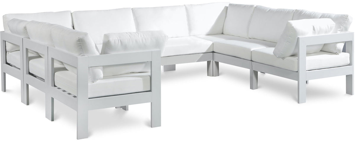 Nizuc - Outdoor Patio 8 Piece Modular Sectional With White Frame