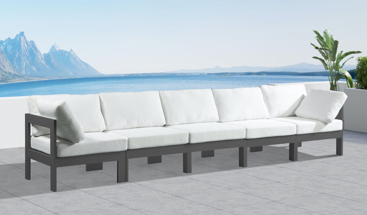 Nizuc - Outdoor Patio 5 Seat Modular Sofa With Gray Frame