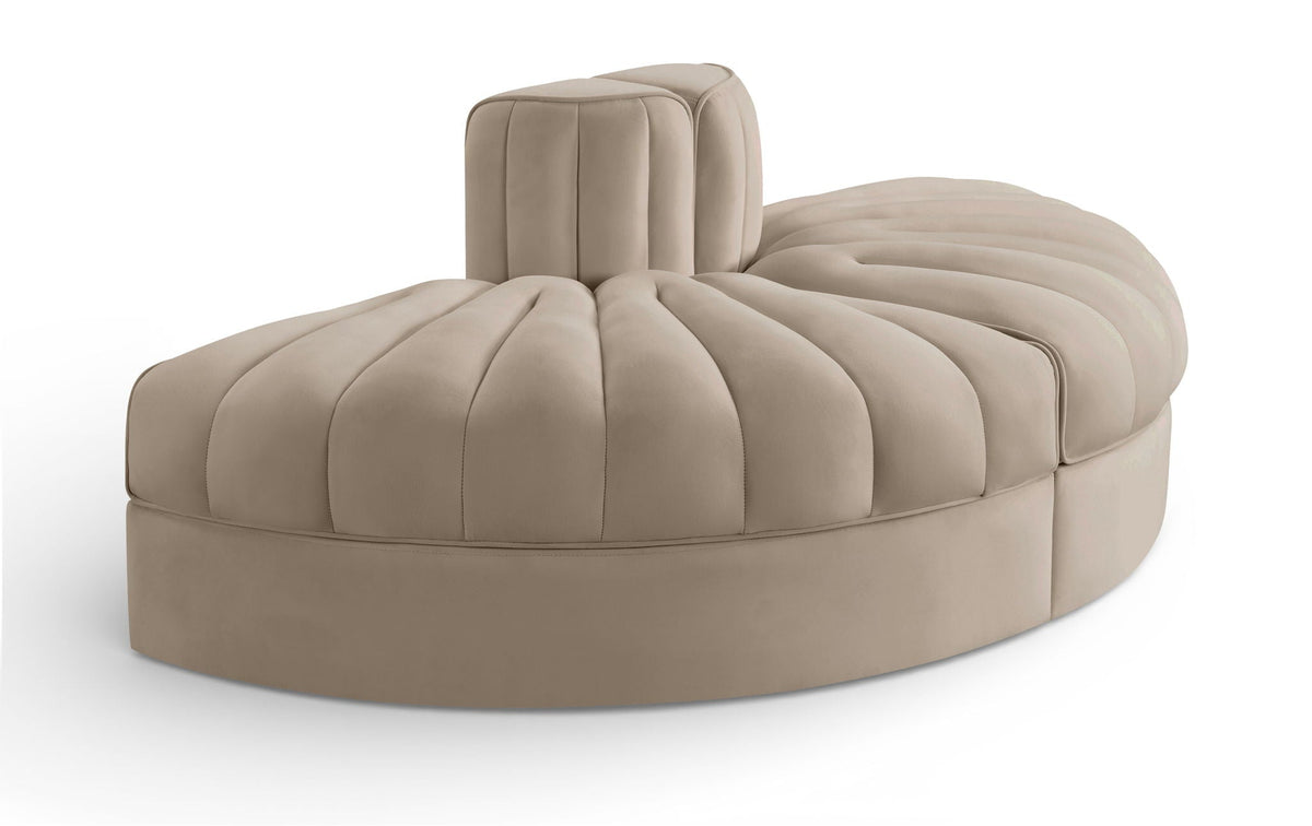 Rummi - Velvet Performance Fabric Upholstered 2 Piece  Rounded Modular Loveseat