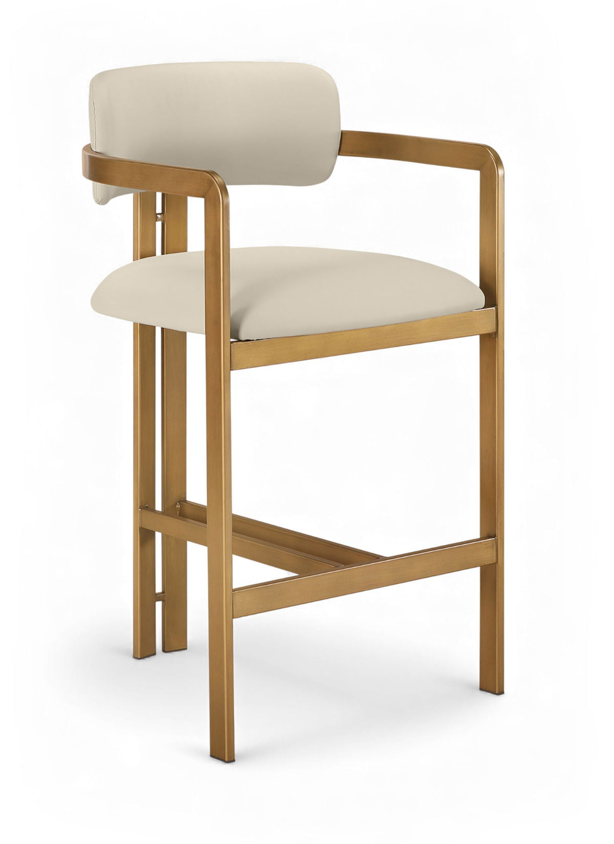 Aurum - Vegan Leather Upholstered Counter Stool With Brushed Brass Base