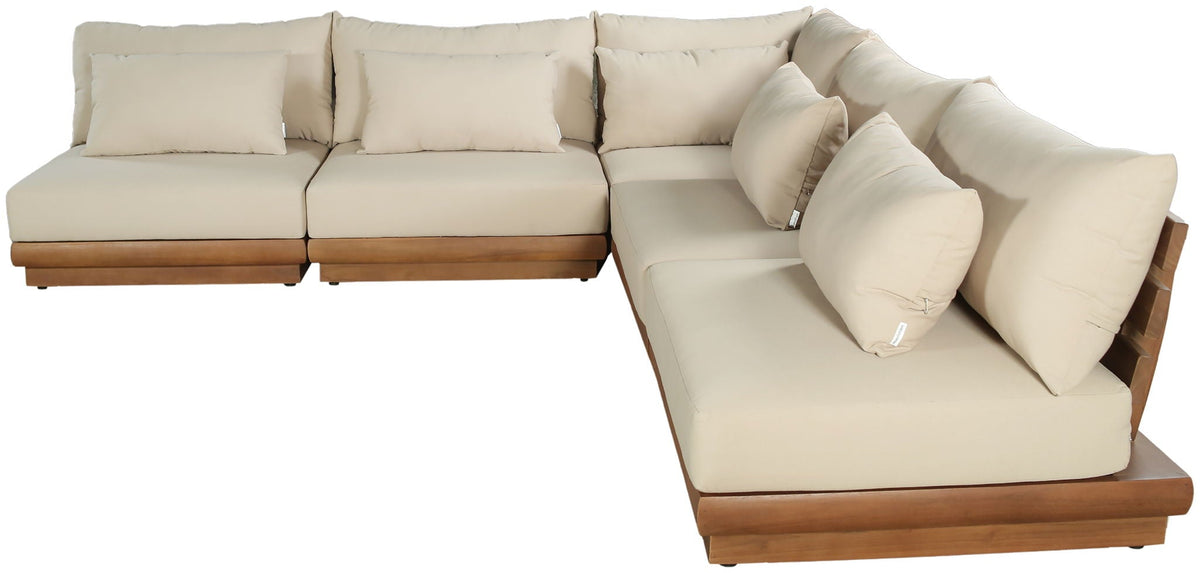 Mirella - 5 Piece Water Resistant Fabric Upholstered Outdoor Patio Modular Sectional