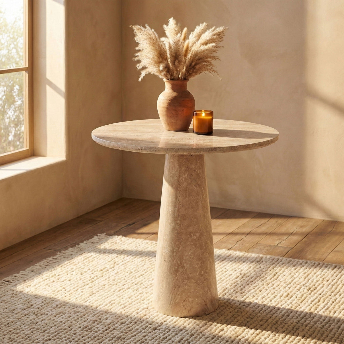 Fontelina - 30" Genuine Bistro Dining Table - Travertine