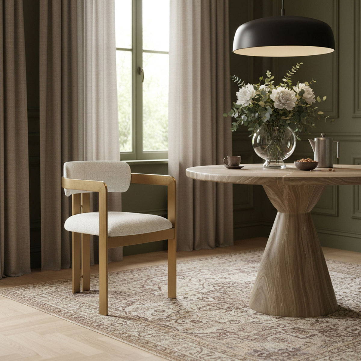 Aurum - Linen Textured Fabric Upholstered Dining Chair (Set of 2)