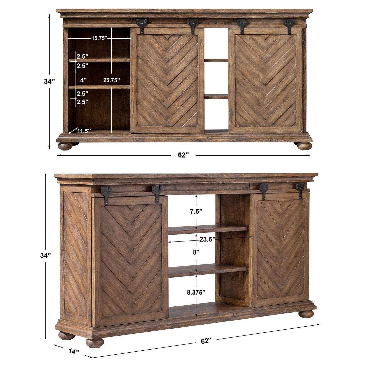 Primalia - Barn Door Media Console - Light Brown