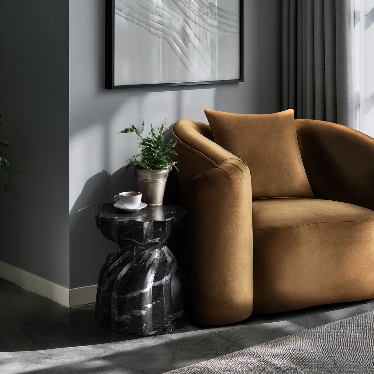 Caserta - Marble Finish Concrete End Table