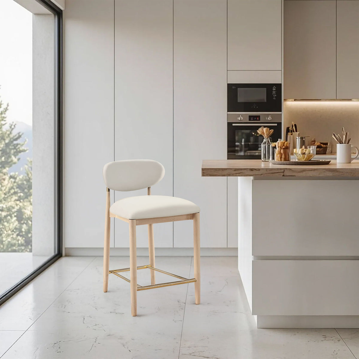 Riccio - Stool - Natural And Gold Frame