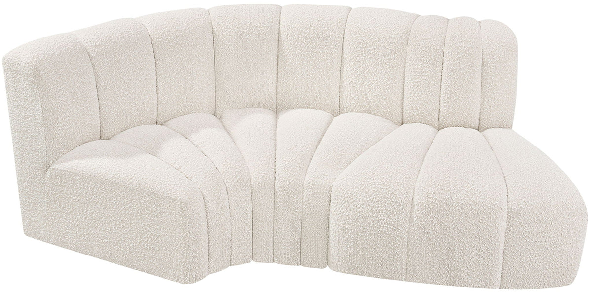 Arc - Boucle Fabric 3 Piece Modular L-Shaped Sofa