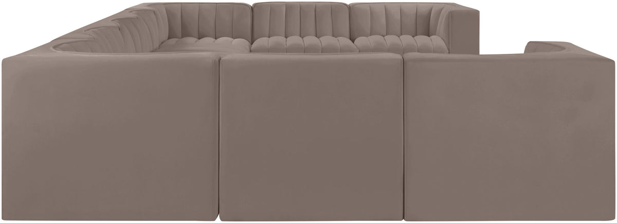 Rummi - Velvet Performance Fabric Upholstered 9 Piece Modular Sectional