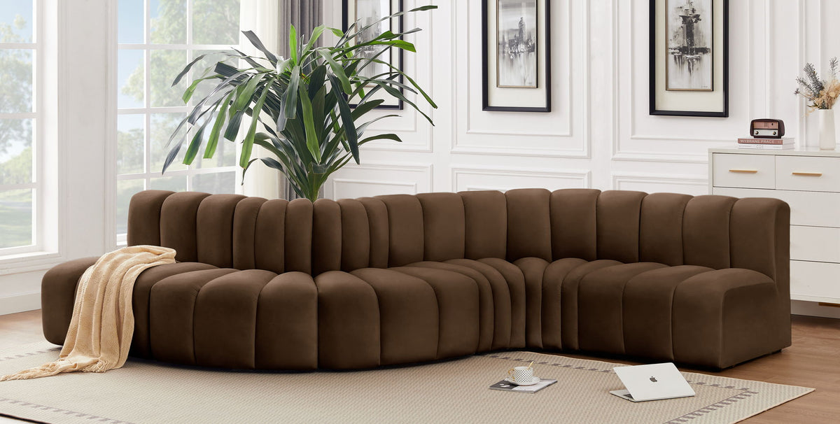 Arc - Velvet 6 Piece Curved Modular Sofa
