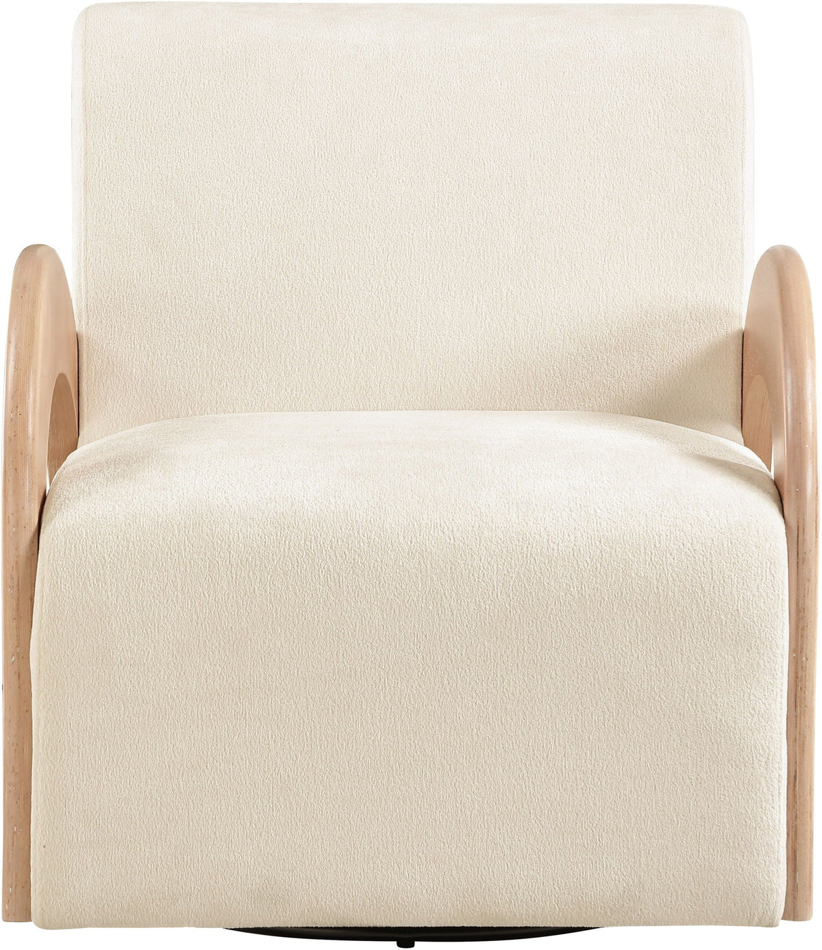 Neria - Chenille Fabric Upholstered Swivel Accent Chair - Cream / Painted Natural