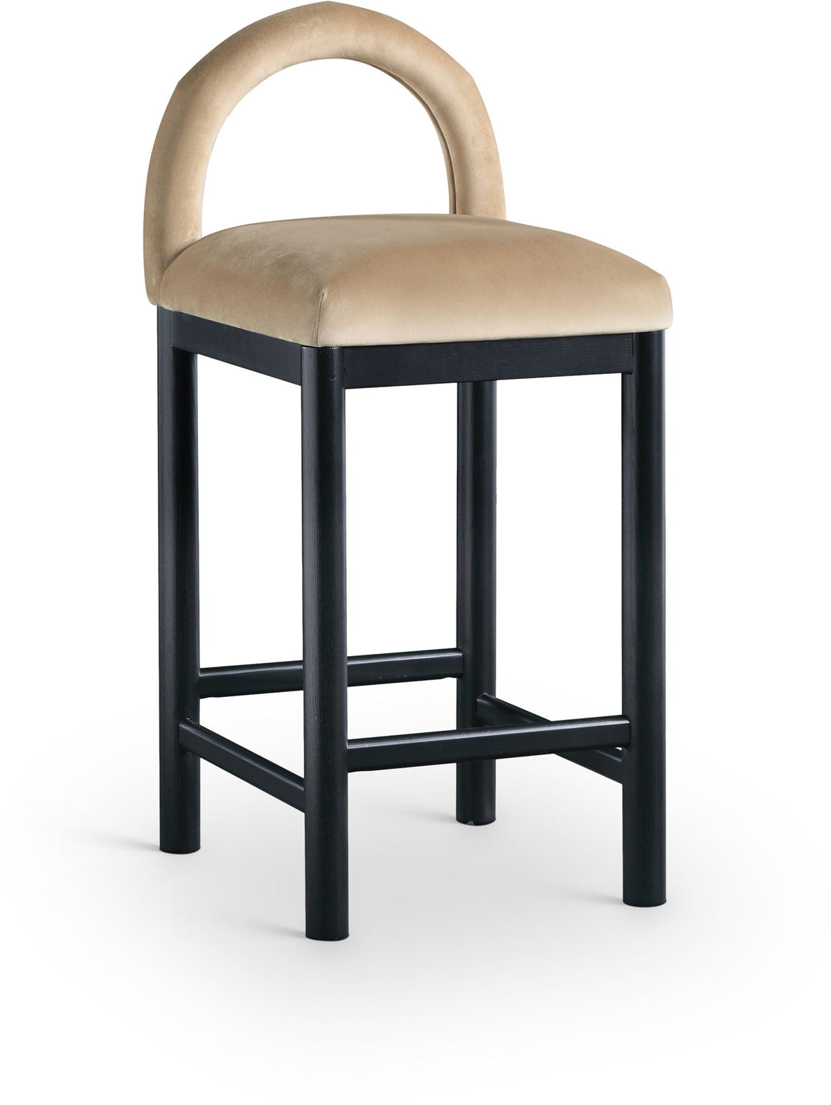 Conrad - Velvet Counter Stool With Black Legs