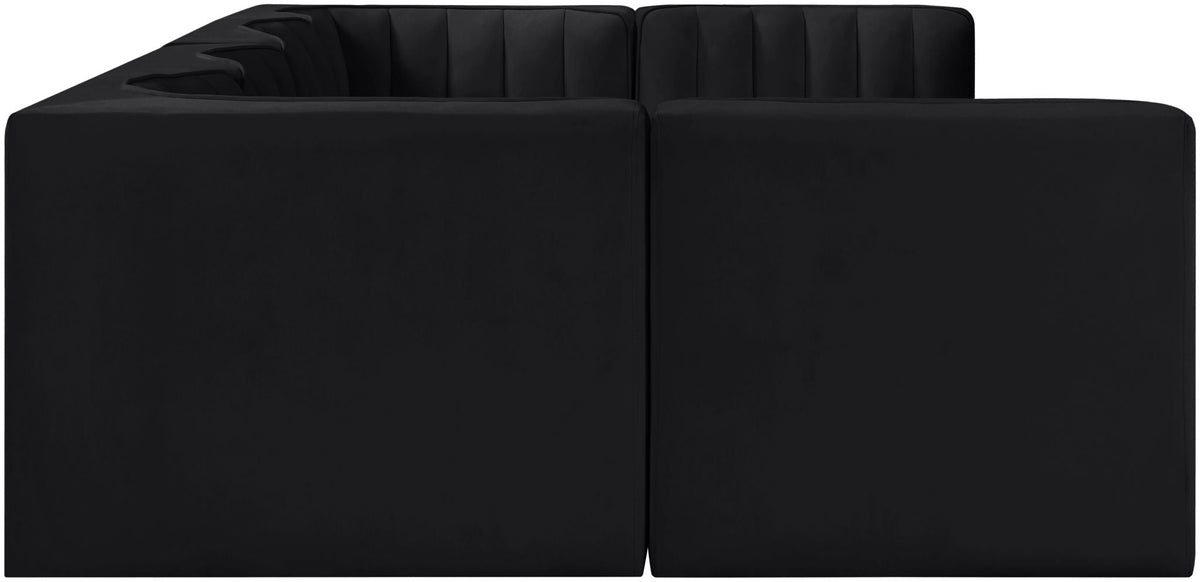 Rummi - Armless Velvet Performance Fabric Upholstered 6 Piece Modular Sectional