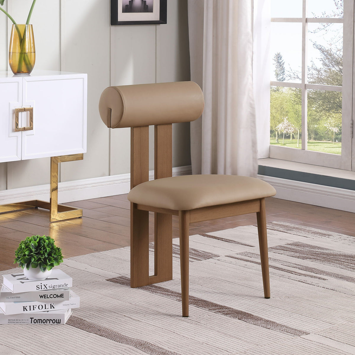 Dario - Faux Leather Dining Chair With Brown Frame (Set of 2)