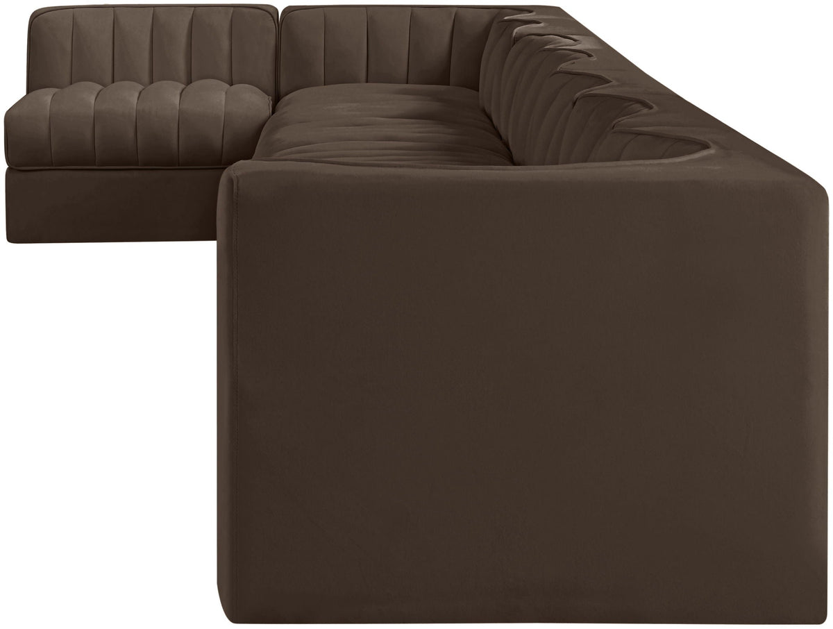 Rummi - Velvet Performance Fabric Upholstered 8 Piece Modular Sectional, L-Shaped (Right)
