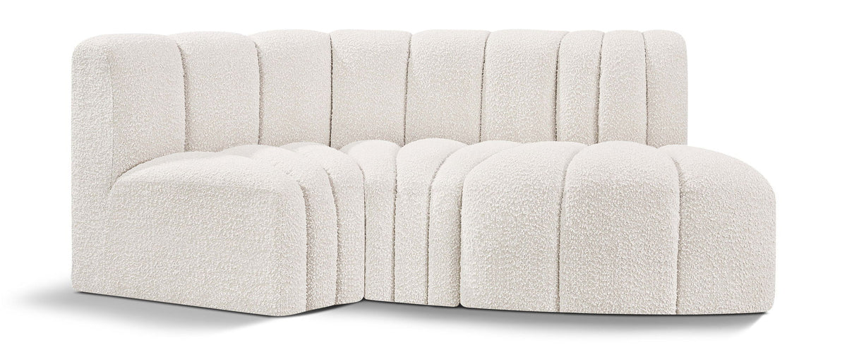 Arc - Boucle Fabric 3 Piece Modular L-Shaped Sofa