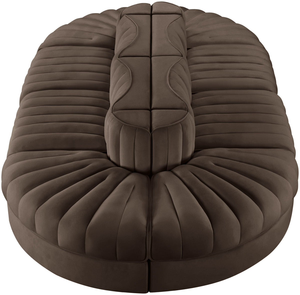 Rummi - Oval Velvet Performance Fabric Upholstered 8 Piece Modular Sectional