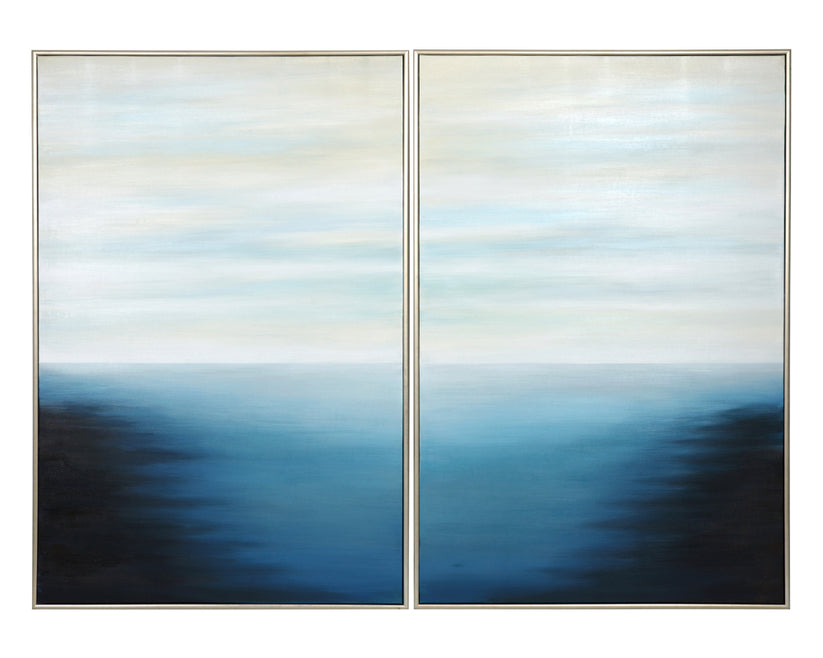 Below The Surface (Set Of 2) - 40" X 60" - Silver Floater Frame