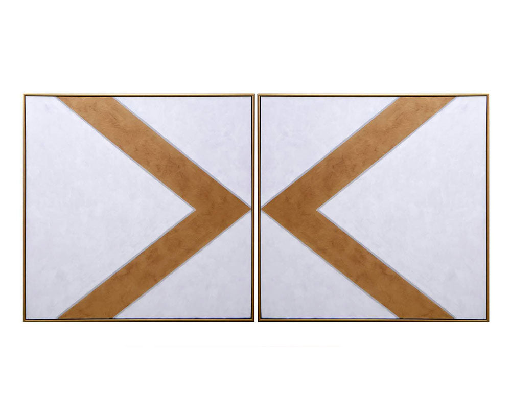 Chevrons (Set Of 2) - 48" X 48" - Gold Floater Frame