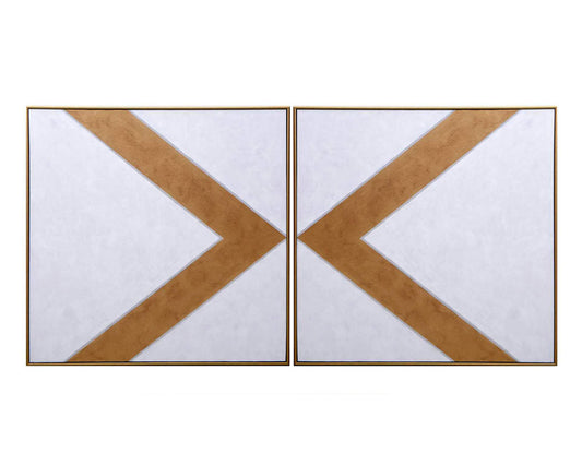 Chevrons (Set Of 2) - 48" X 48" - Gold Floater Frame