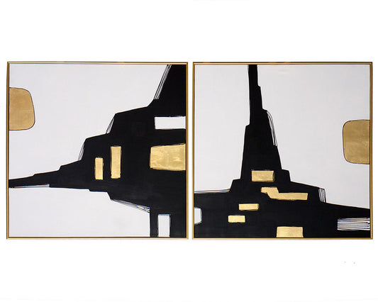 City Life (Set Of 2) 48" X 48" Gold Floater Frame