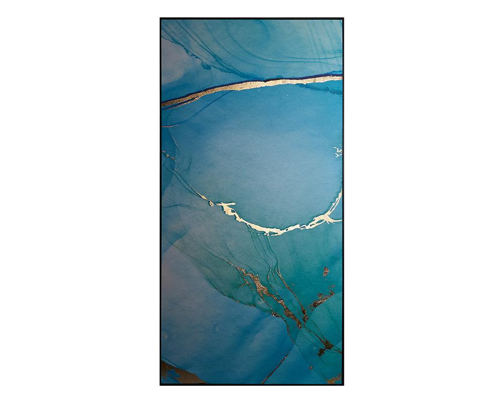 Blue Lagoon (Set Of 3) 30" X 60" Charcoal Floater Frame