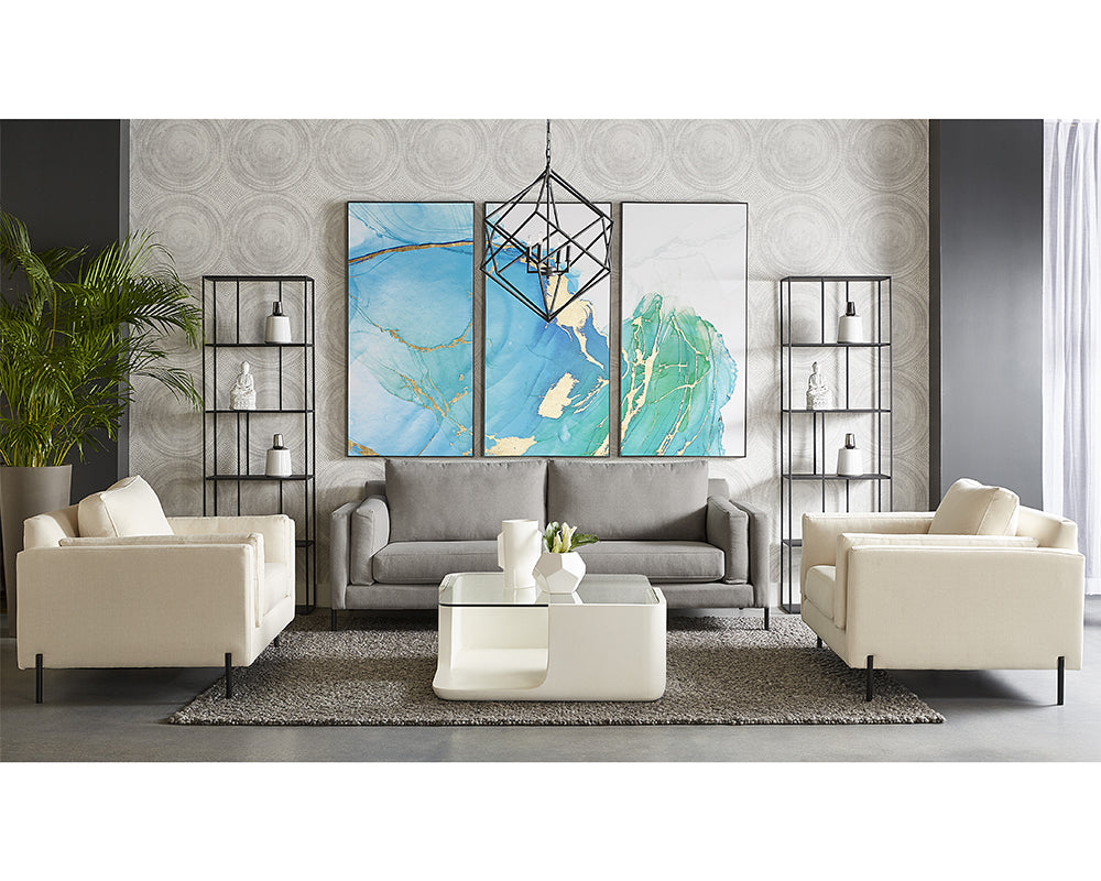 Blue Lagoon (Set Of 3) 30" X 60" Charcoal Floater Frame