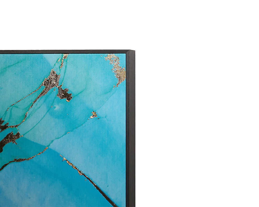 Blue Lagoon (Set Of 3) 30" X 60" Charcoal Floater Frame