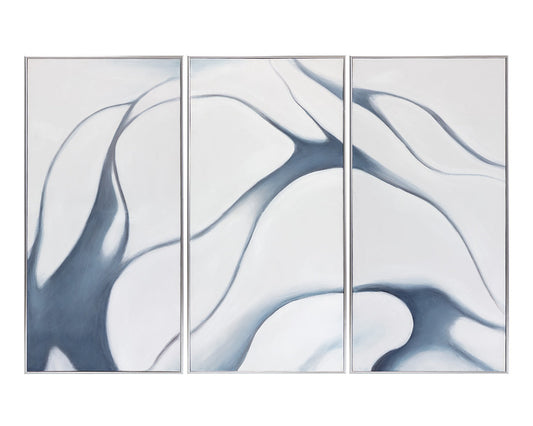 Meditation (Set Of 3) 30" X 60" Silver Floater Frame