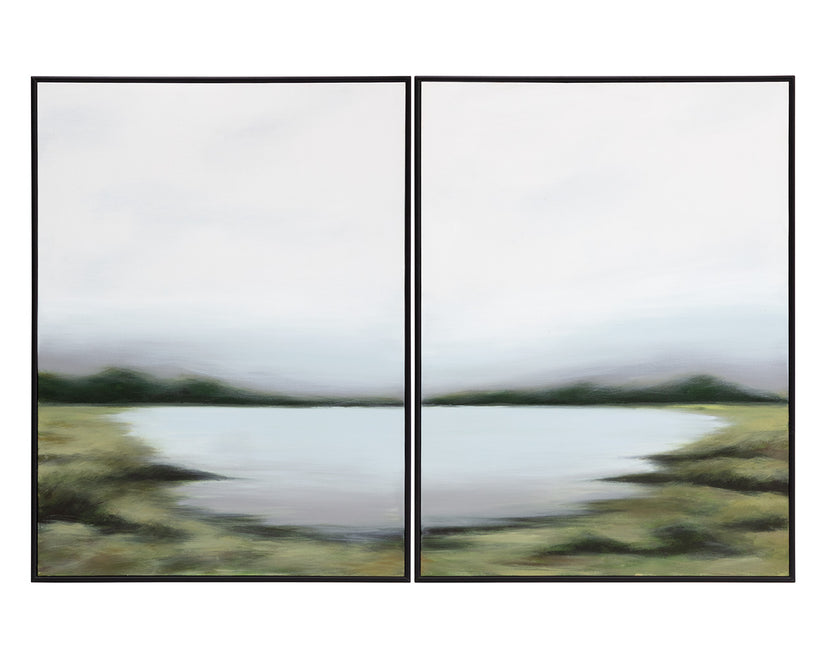 Lakeside Views (Set Of 2) 36" X 48" Black Floater Frame