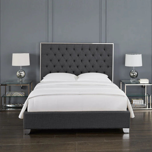 Kroma Tufted Upholstered Bed Dark Grey - King