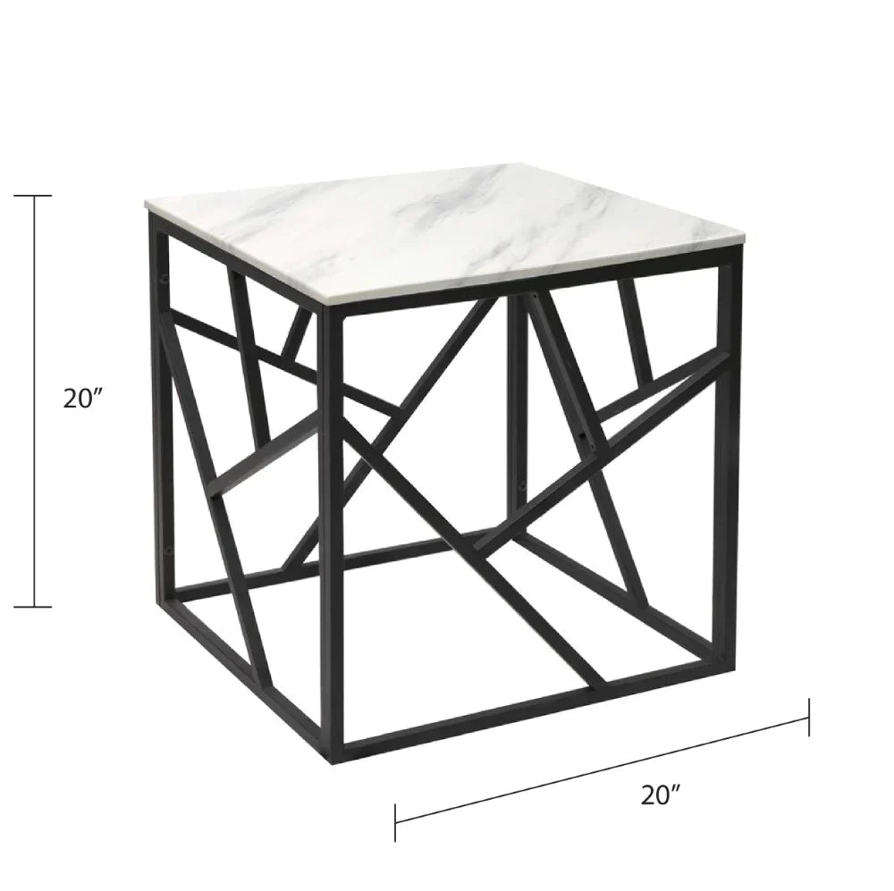 Carole Faux Marble Black End Table