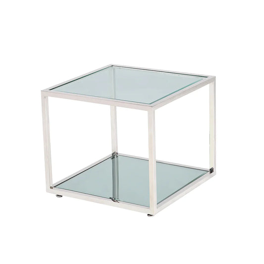 Caspian End Table Stainless Steel frame, glass & mirror tops