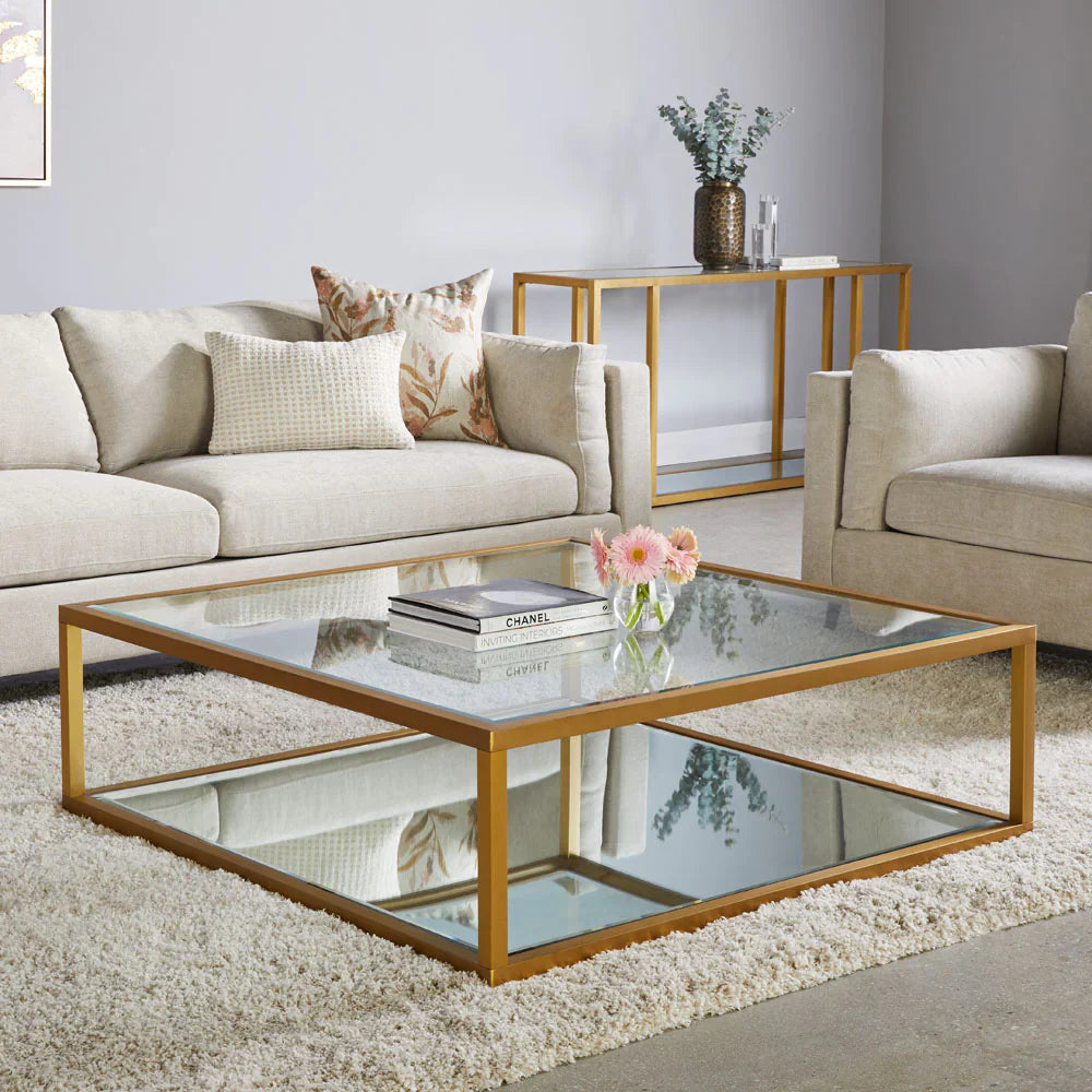 Caspian Square Coffee Table-Gold 47"