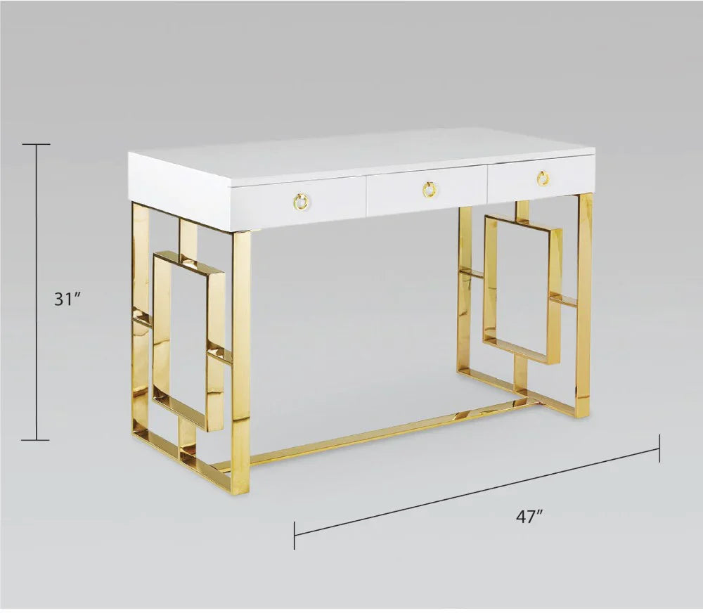 Baccarat Wood Top Desk Gold